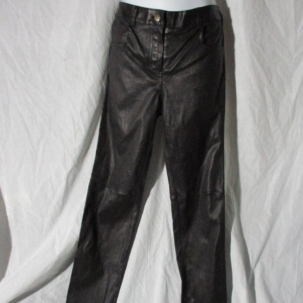 NEW NWT GIVENCHY ITALY LAMBSKIN LEATHER Trouser Legging Pant 42 BLACK Zip